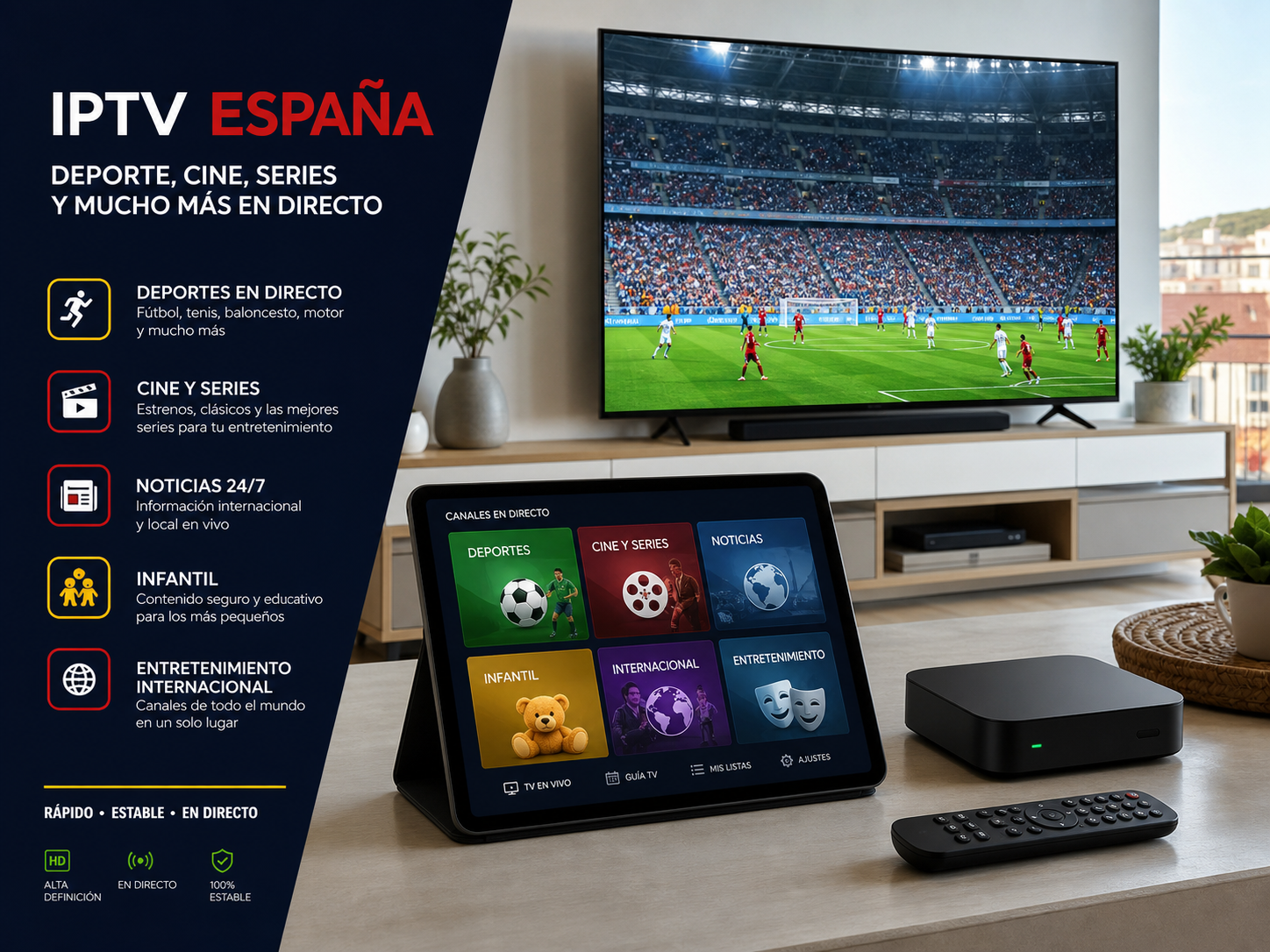 Contenido deportivo y categorías premium de IPTV Iberia X